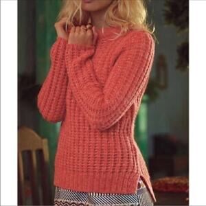 Anthropologie Field Flower Waffle Stitch Pullover Sweater Size Small